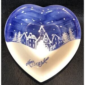 CERAMICHE FABBRO Italian Ceramic Heart Merry Christmas Candy Bowl Plate Dish